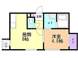 グランディール学園前 1LDKの間取図画像