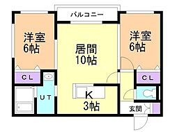 WINGBIRD平岸 2LDKの間取図画像