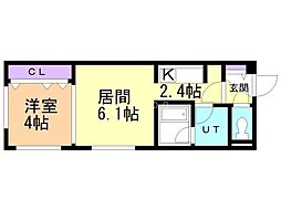 アーバンパーク平岸 1LDKの間取図画像