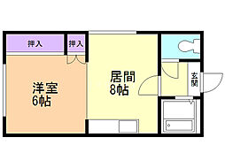 レジデンスやまいち 1DKの間取図画像