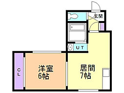 ビッグバーンズマンション月寒1 1DKの間取図画像