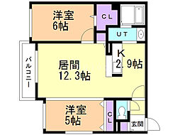 SouthernPlace美園 2LDKの間取図画像