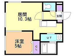 アルファー豊平 1LDKの間取図画像