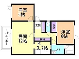 フレックス福住 2LDKの間取図画像
