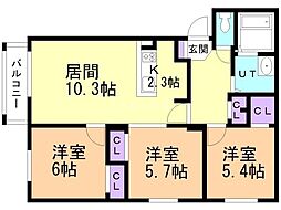 ブラン豊平公園 3LDKの間取図画像