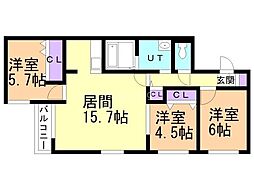 ウィスタリア福住 3LDKの間取図画像