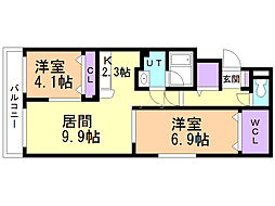 FLORES澄川 2LDKの間取図画像