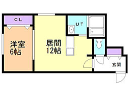 コンフォート美園4条 1LDKの間取図画像