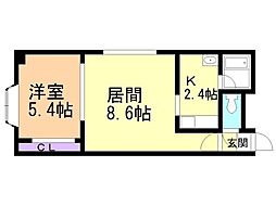 セトル豊平2 1LDKの間取図画像