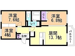ジョグリスタ北広島 3LDKの間取図画像