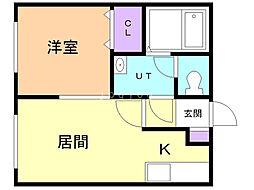 ピアチェーレ福住 1DKの間取図画像