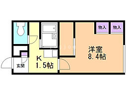 レオパレスクローバー 1Kの間取図画像