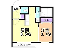 FERIO月寒中央 1LDKの間取図画像