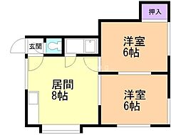 サウスヒルズ清田 2LDKの間取図画像