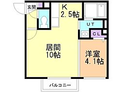 LightBell美園9条 1LDKの間取図画像