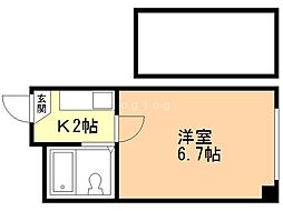 シャトービアンカ池上学生会館B 1Kの間取図画像