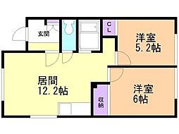 ボヌール3-2 2LDKの間取図画像