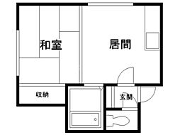 ヒュース平岸G ワンルームの間取図画像