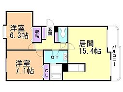 オーパス 2LDKの間取図画像