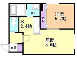 ヌーン豊平公園 1LDKの間取図画像