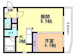 フロレゾン学園前 1LDKの間取図画像