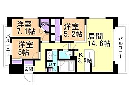 グラティア平岸 3LDKの間取図画像