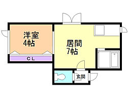 ライズフォレスト1 1DKの間取図画像