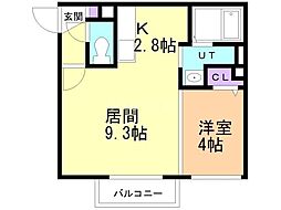 LightBell美園9条 1LDKの間取図画像