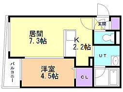 BELLALUCE水車町 1DKの間取図画像