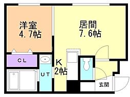 札幌市豊平区平岸三条4丁目マンション 1LDKの間取図画像