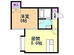 エスコート平岸公園 1LDKの間取図画像