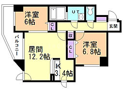 ヴィラ福住 2LDKの間取図画像