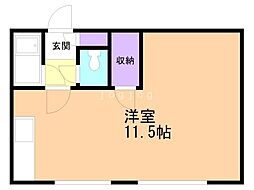 五輪通レジデンス ワンルームの間取図画像