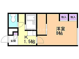 レオパレスルキナ 1Kの間取図画像