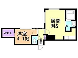 仮)ガルボ中島公園 1LDKの間取図画像