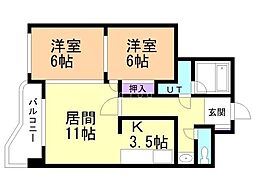 メゾンド・ブーケパーク 2LDKの間取図画像