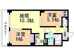 ノースパレス福住弐番館 2LDKの間取図画像