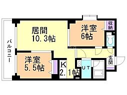 ノースパレス福住弐番館 2LDKの間取図画像