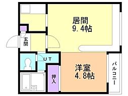 ホークメゾン札幌1号館 1LDKの間取図画像