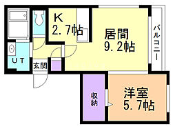 グランドサクセス平岸2条 1LDKの間取図画像
