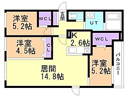 RESIDENCESHIMEI平岸 3LDKの間取図画像
