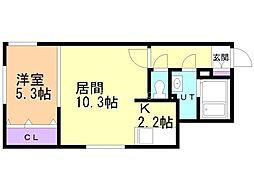 札幌市豊平区平岸三条4丁目マンション 1LDKの間取図画像