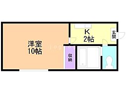 リバーサイド三和C 1Kの間取図画像