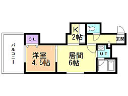 グラシア56 1DKの間取図画像