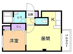 カノン福住 1LDKの間取図画像
