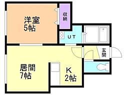クレインコート2 1LDKの間取図画像