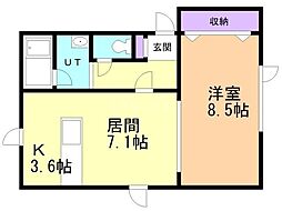ランドマーク平岸 1LDKの間取図画像