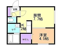 CURTISSUMIKAWA 1LDKの間取図画像