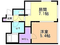 パレス富士 1DKの間取図画像