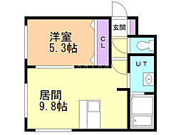 クラージュ澄川 1LDKの間取図画像